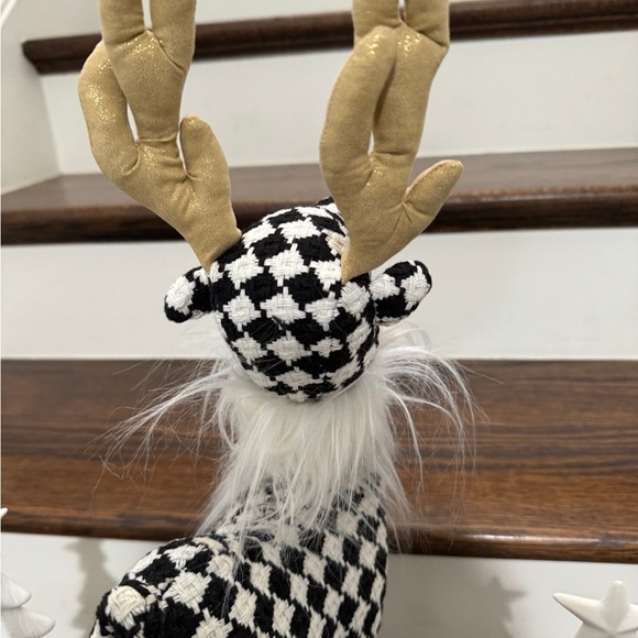 34TH & PINE BLK/WHITE HOUNDSTOOTH CHRISTMAS REINDEER NEW - Picture 6 of 10